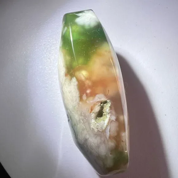 Green Flower Agate Crystal Palmstone (7) - Picture 4 of 11